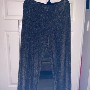 JM Collection Shimmering Black and Silver Trousers